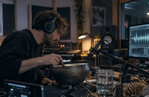 Musician recording in the studio